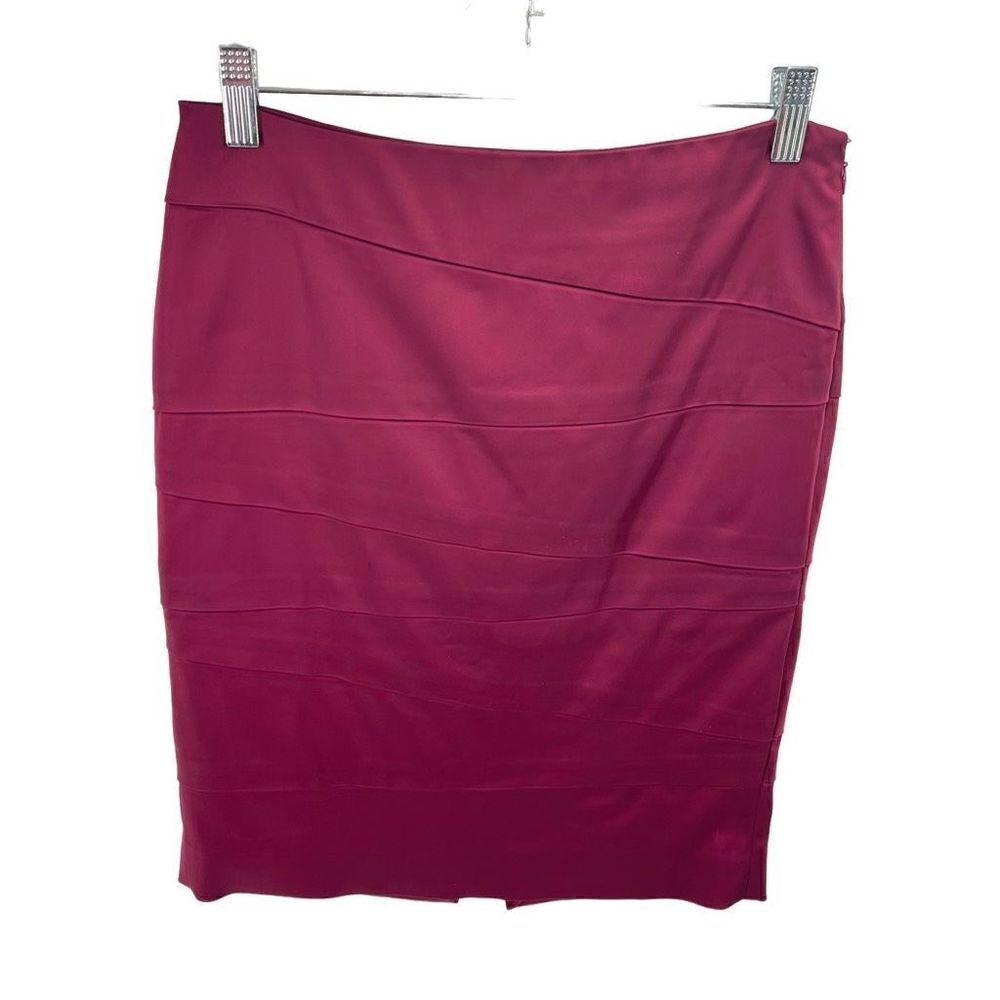 White House Black Market Womens Pencil Straight Skirt Tiered Stretch Red Size 00